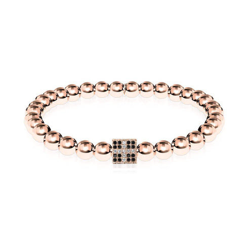 Glücksbringer | 18 Karat Roségold | Kristallwürfel-Charm-Armband